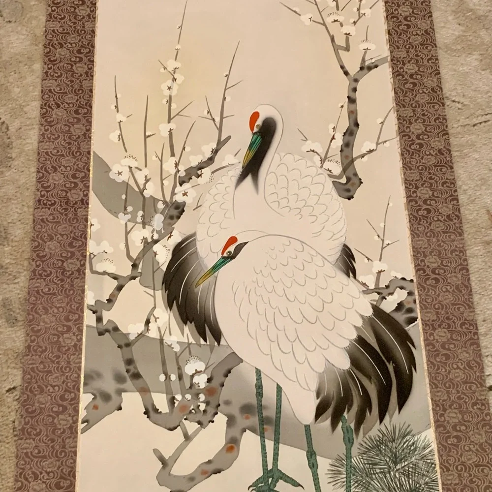 Japanese Hanging Scroll Crane Wall hanging Decoration
